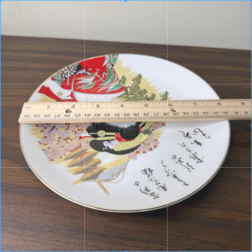 Vintage Japanese Porcelain Geisha Plate — Mt. Fuji, Pagoda & Cherry Blossoms, Gold Rim, 8½"