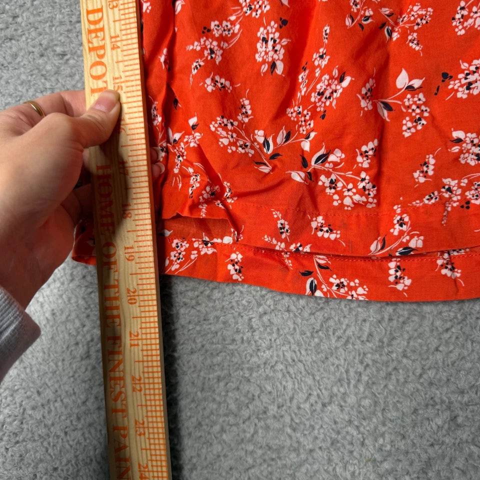 Ann Taylor Petite Orange Floral Puff Sleeve Blouse — Women's XSP